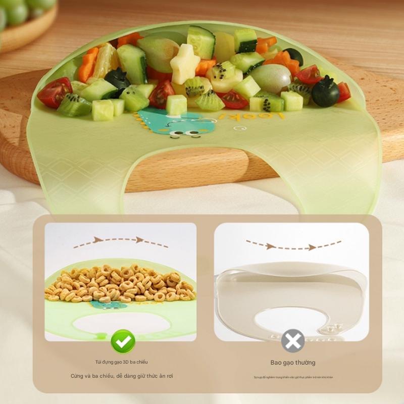 Yếm ăn dặm silicon cho bé hình trứng có nấc điều chỉnh siêu mỏng và mềm mại không gây vướng cổ cảm giác thoải mái
