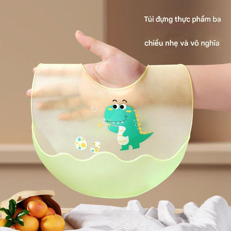 Yếm ăn dặm silicon cho bé hình trứng có nấc điều chỉnh siêu mỏng và mềm mại không gây vướng cổ cảm giác thoải mái