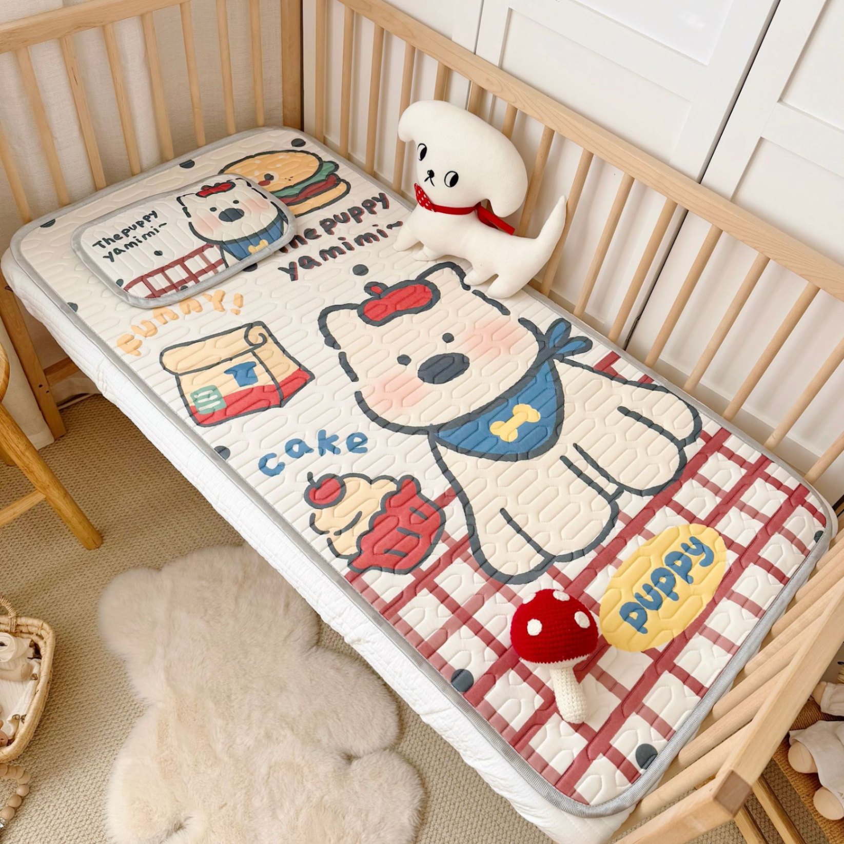 Chiếu điều hoà cho bé, chiếu điều hoà cao su non 5D kèm gối cho bé nằm nôi nằm giường tiện lợi kích thước 60x120cm