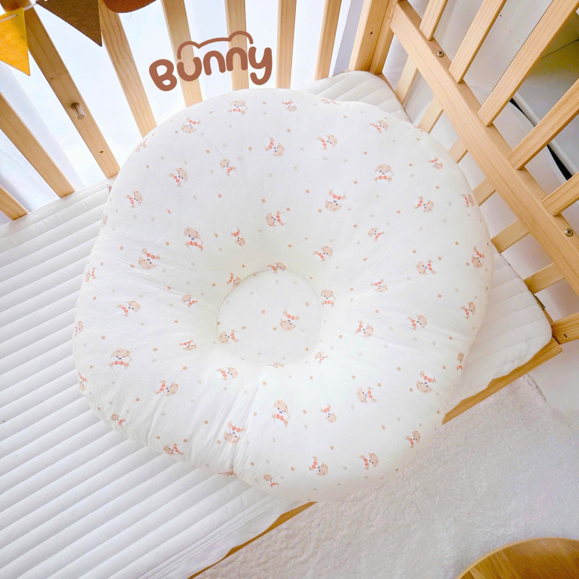 Gối Chống Trào Ngược Cho Bé Sơ Sinh Bunny Chất Xô Muslin Siêu Thoáng Mát Chống Nôn Trớ An Toàn Cho Bé