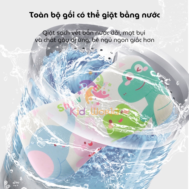 Gối cao su non cho bé từ 1 đến 12 tuổi KidsWorld ZT161 với 2 lõi tùy chỉnh độ cao mềm mại chống lệch xương cổ, mỏi vai gáy