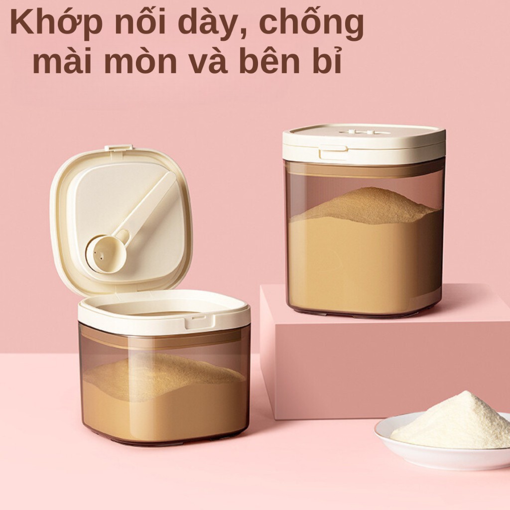 Hộp đựng sữa bột cao cấp KidsWorld hộp trữ sữa dung tích 800ml, 1200ml chống ẩm hút chân không, thìa từ tính tiện lợi cho bé