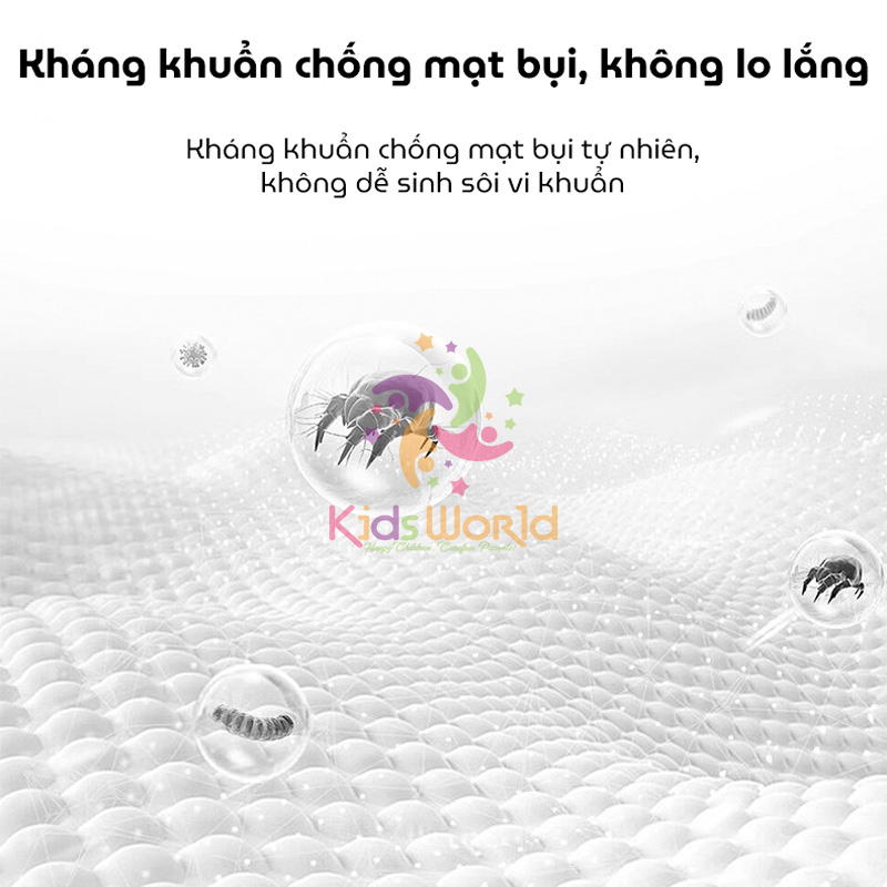 Gối cao su non cho bé từ 1 đến 12 tuổi KidsWorld ZT161 với 2 lõi tùy chỉnh độ cao mềm mại chống lệch xương cổ, mỏi vai gáy