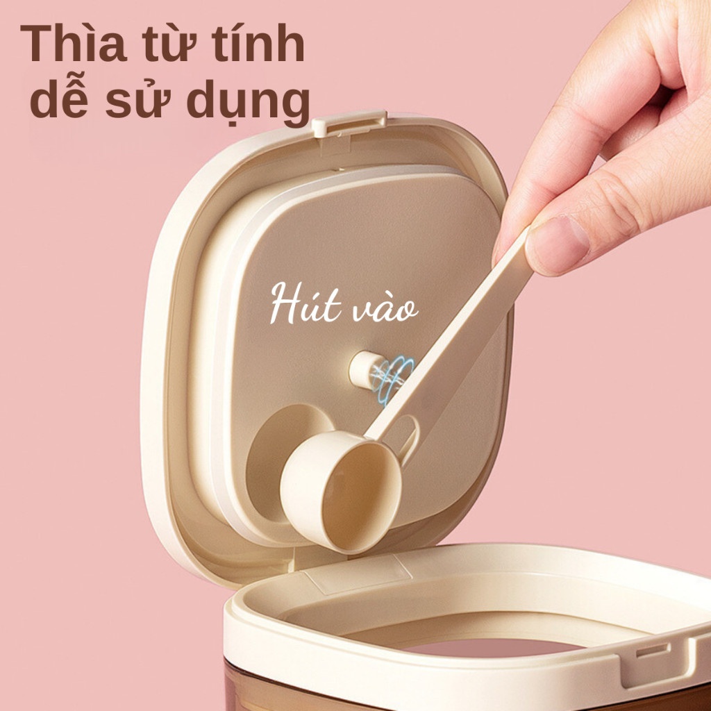 Hộp đựng sữa bột cao cấp KidsWorld hộp trữ sữa dung tích 800ml, 1200ml chống ẩm hút chân không, thìa từ tính tiện lợi cho bé