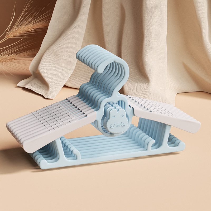 Móc treo quần áo cho bé hình thỏ KidsWorld có thể thu gọn, điều chỉnh 5 kích thước chống trượt, siêu bền có thể xếp chồng lên nhau