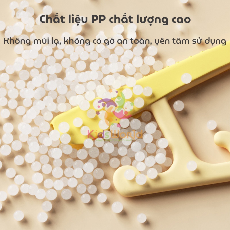 Móc treo quần áo cho bé hình thỏ KidsWorld có thể thu gọn, điều chỉnh 5 kích thước chống trượt, siêu bền có thể xếp chồng lên nhau