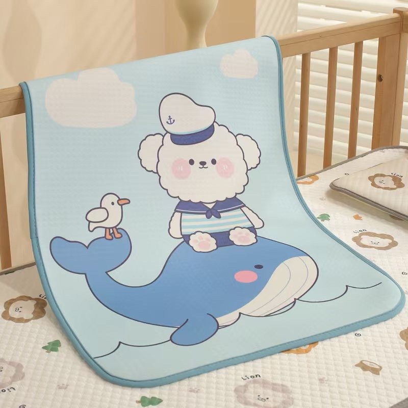 Tấm lót chống thấm cho bé sơ sinh KidsWorld họa tiết hình thú cotton mềm mại thấm hút tốt thoáng khí 50x70cm