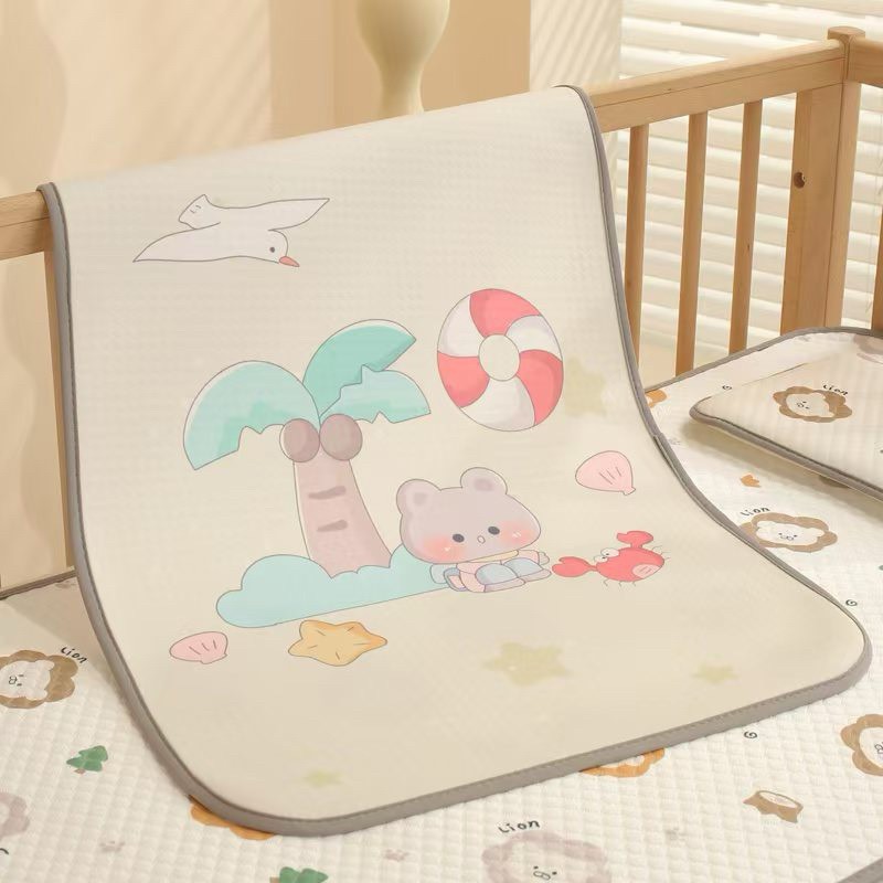 Tấm lót chống thấm cho bé sơ sinh KidsWorld họa tiết hình thú cotton mềm mại thấm hút tốt thoáng khí 50x70cm