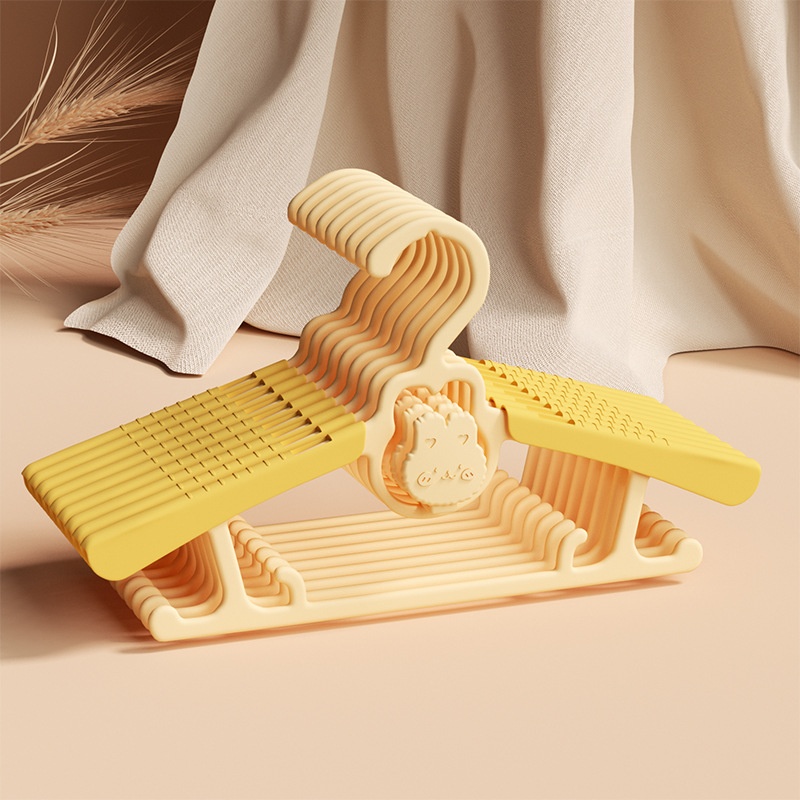 Móc treo quần áo cho bé hình thỏ KidsWorld có thể thu gọn, điều chỉnh 5 kích thước chống trượt, siêu bền có thể xếp chồng lên nhau
