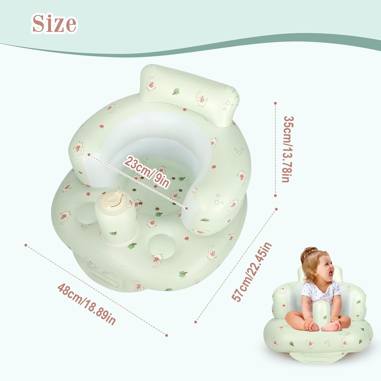 Ghế hơi cho bé tập ngồi, ăn dặm KidsWorld có tích hợp bơm hơi, chống ngã cao cấp dành cho bé từ 4 tháng tuổi trở lên