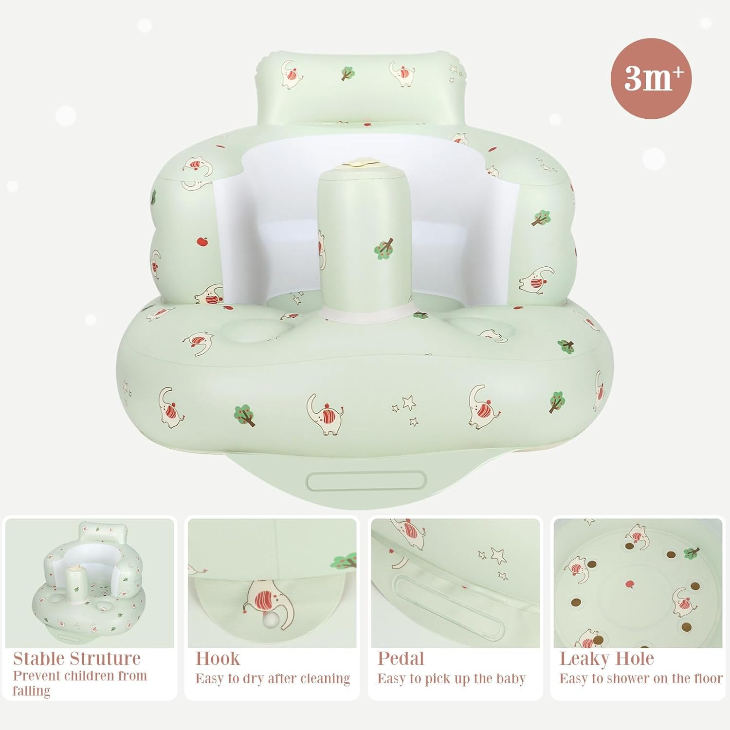 Ghế hơi cho bé tập ngồi, ăn dặm KidsWorld có tích hợp bơm hơi, chống ngã cao cấp dành cho bé từ 4 tháng tuổi trở lên