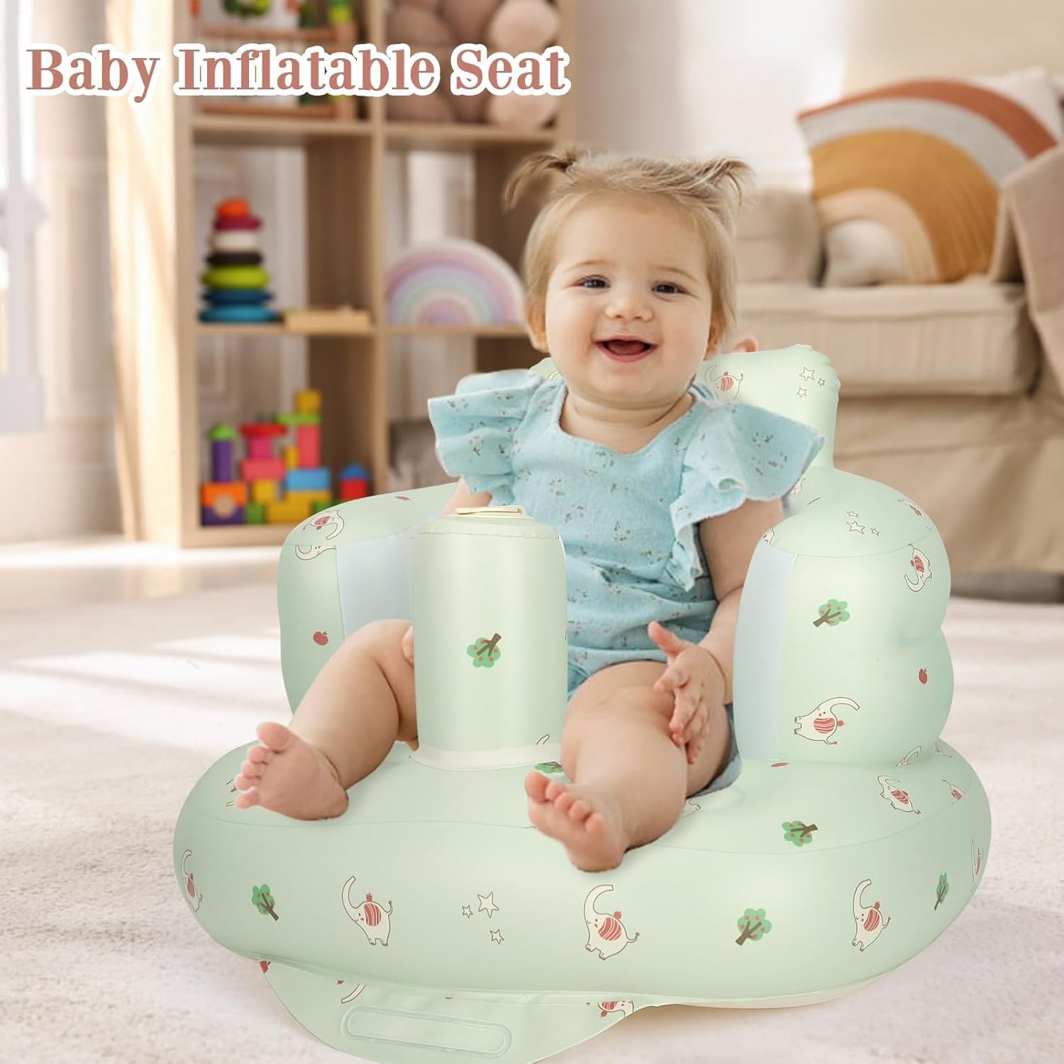 Ghế hơi cho bé tập ngồi KidsWorld có tích hợp bơm hơi dành cho bé từ 3 tháng tuổi trở lên