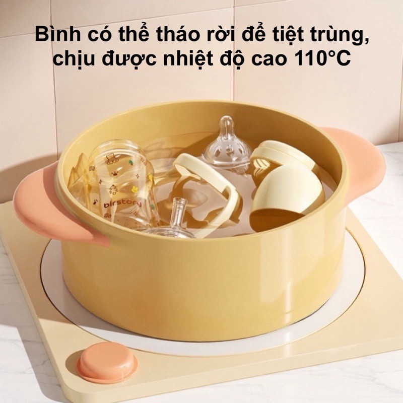Bình tập uống nước cho bé Birstory 210ml, 280ml ống hút silicon chống sặc cho bé tập hút tập uống an toàn