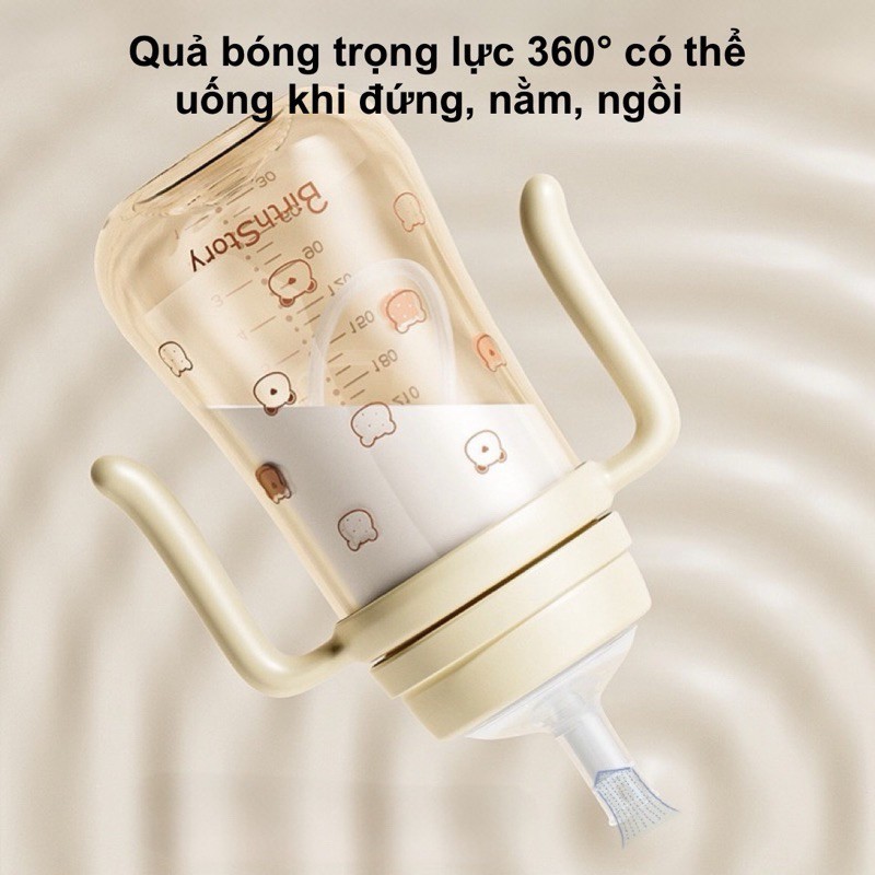 Bình tập uống nước cho bé Birstory 210ml, 280ml ống hút silicon chống sặc cho bé tập hút tập uống an toàn