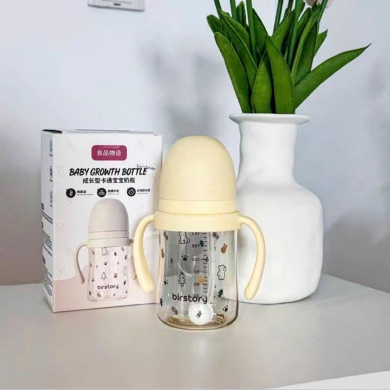 Bình tập uống nước cho bé Birstory 210ml, 280ml ống hút silicon chống sặc cho bé tập hút tập uống an toàn