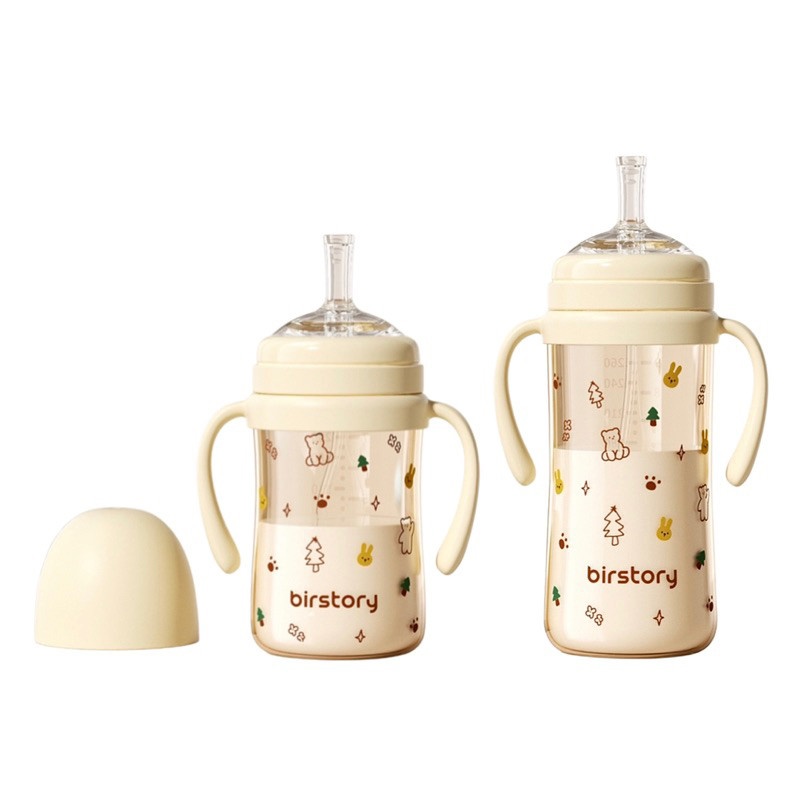 Bình tập uống nước cho bé Birstory 210ml, 280ml ống hút silicon chống sặc cho bé tập hút tập uống an toàn