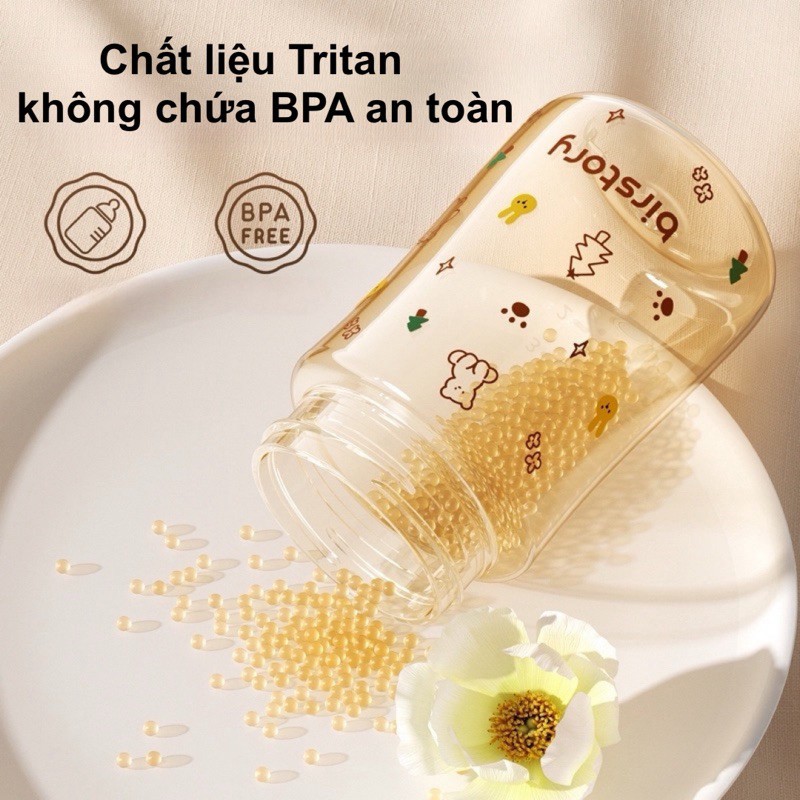 Bình tập uống nước cho bé Birstory 210ml, 280ml ống hút silicon chống sặc cho bé tập hút tập uống an toàn