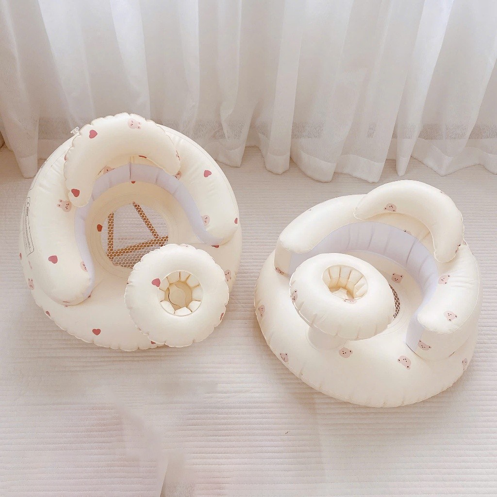 Ghế hơi tập ngồi cho bé có khay KidsWorld ghế ngồi ăn dặm bơm hơi tự động chống ngã cao cấp thiết kế chống ngả về phía trước