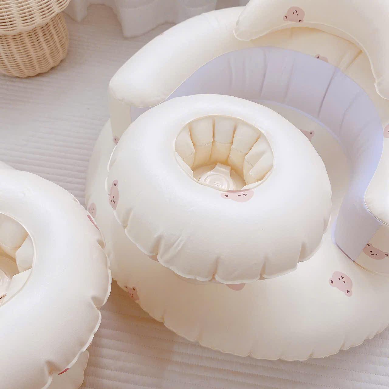 Ghế hơi tập ngồi cho bé có khay KidsWorld ghế ngồi ăn dặm bơm hơi tự động chống ngã cao cấp thiết kế chống ngả về phía trước