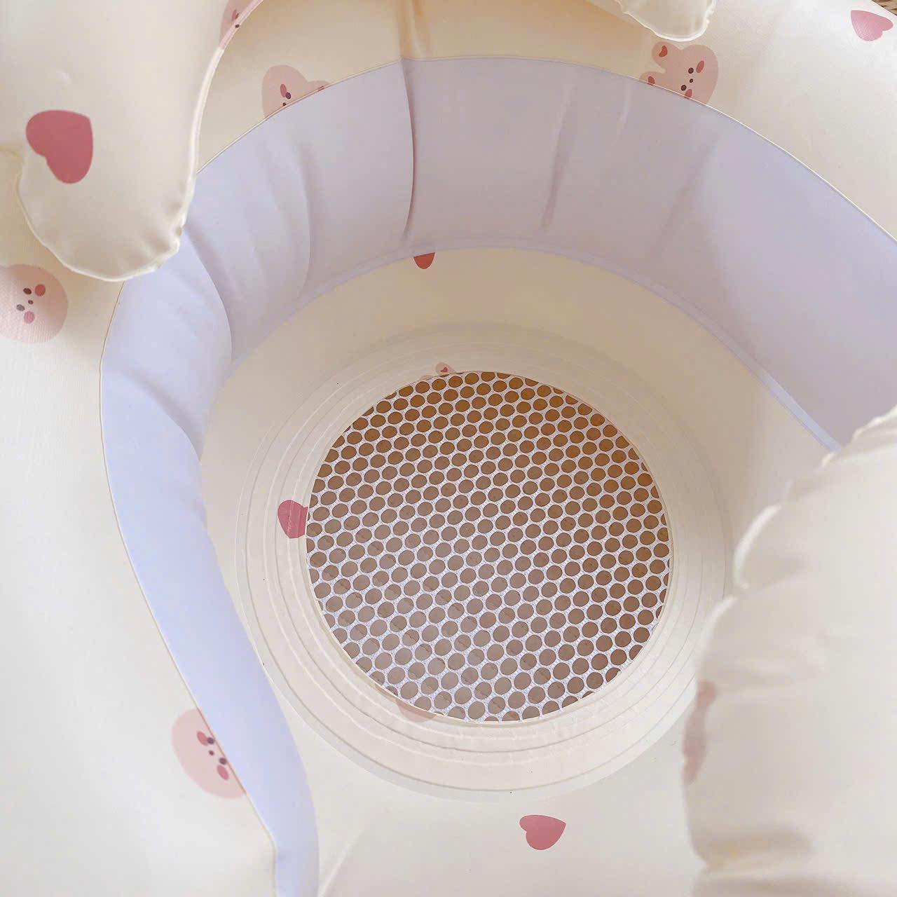 Ghế hơi tập ngồi cho bé có khay KidsWorld ghế ngồi ăn dặm bơm hơi tự động chống ngã cao cấp thiết kế chống ngả về phía trước