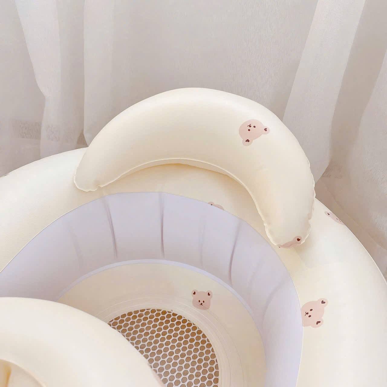 Ghế hơi tập ngồi cho bé có khay KidsWorld ghế ngồi ăn dặm bơm hơi tự động chống ngã cao cấp thiết kế chống ngả về phía trước