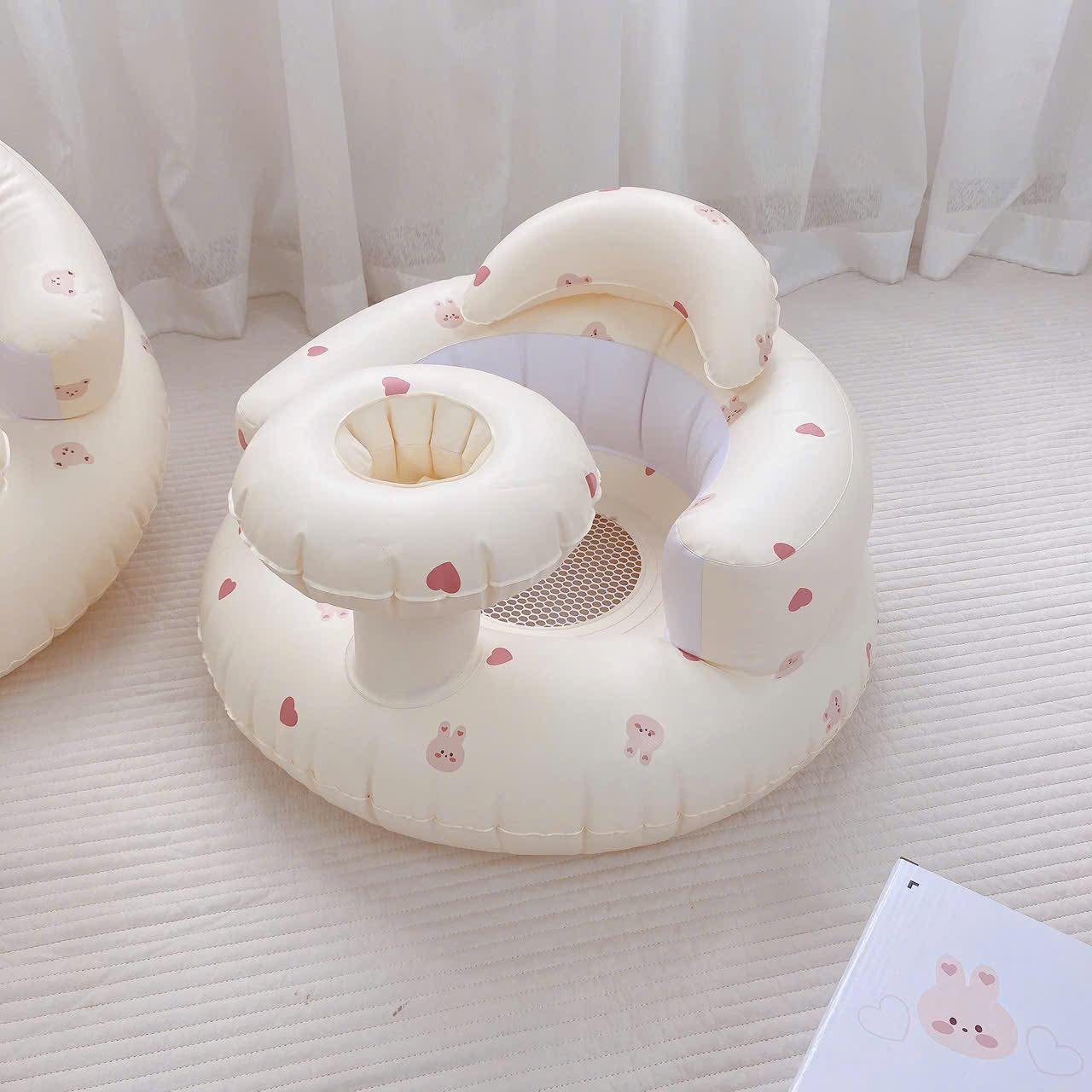 Ghế hơi tập ngồi cho bé có khay KidsWorld ghế ngồi ăn dặm bơm hơi tự động chống ngã cao cấp thiết kế chống ngả về phía trước