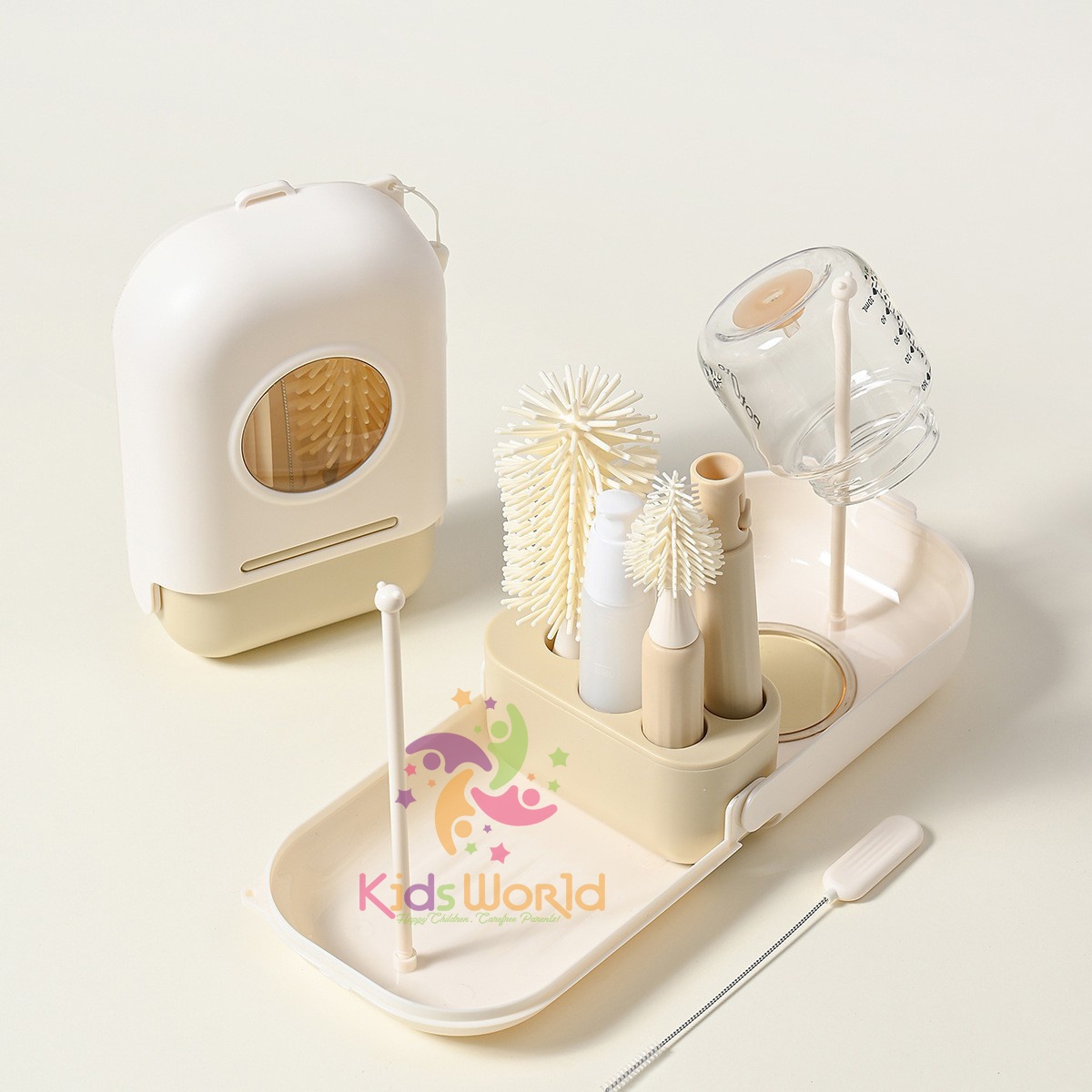 Hộp cọ rửa vệ sinh bình sữa 6 chi tiết KidsWorld hình tàu vũ trụ chất liệu silicon mềm mại cao cấp
