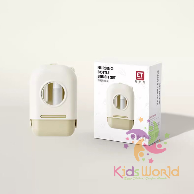 Hộp cọ rửa vệ sinh bình sữa 6 chi tiết KidsWorld hình tàu vũ trụ chất liệu silicon mềm mại cao cấp