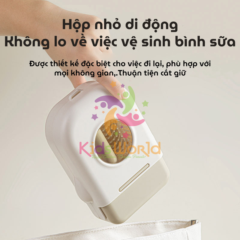 Hộp cọ rửa vệ sinh bình sữa 6 chi tiết KidsWorld hình tàu vũ trụ chất liệu silicon mềm mại cao cấp