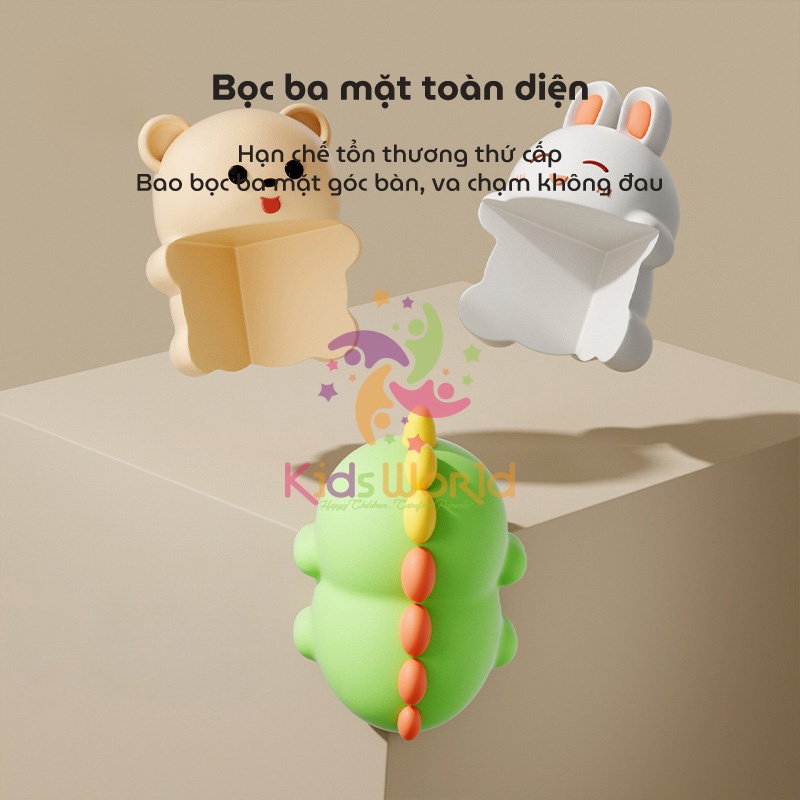 Miếng dán góc bàn 3 cạnh hình thú chống va chạm KidsWorld miếng dán chống va chạm cho trẻ em, miếng dán bảo vệ trẻ em