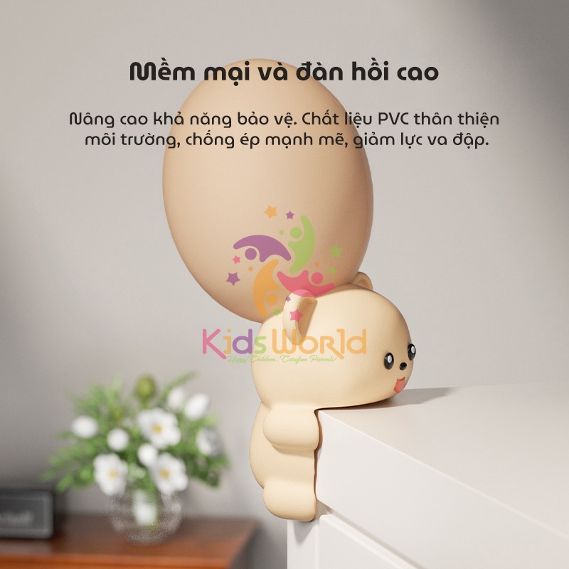 Miếng dán góc bàn 3 cạnh hình thú chống va chạm KidsWorld miếng dán chống va chạm cho trẻ em, miếng dán bảo vệ trẻ em