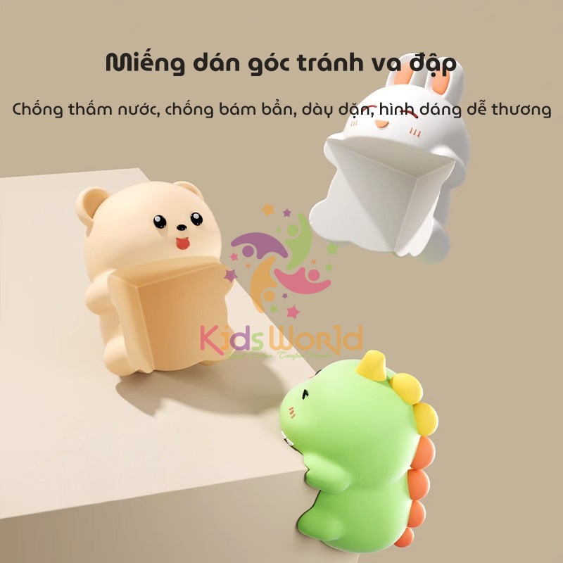 Miếng dán góc bàn 3 cạnh hình thú chống va chạm KidsWorld miếng dán chống va chạm cho trẻ em, miếng dán bảo vệ trẻ em