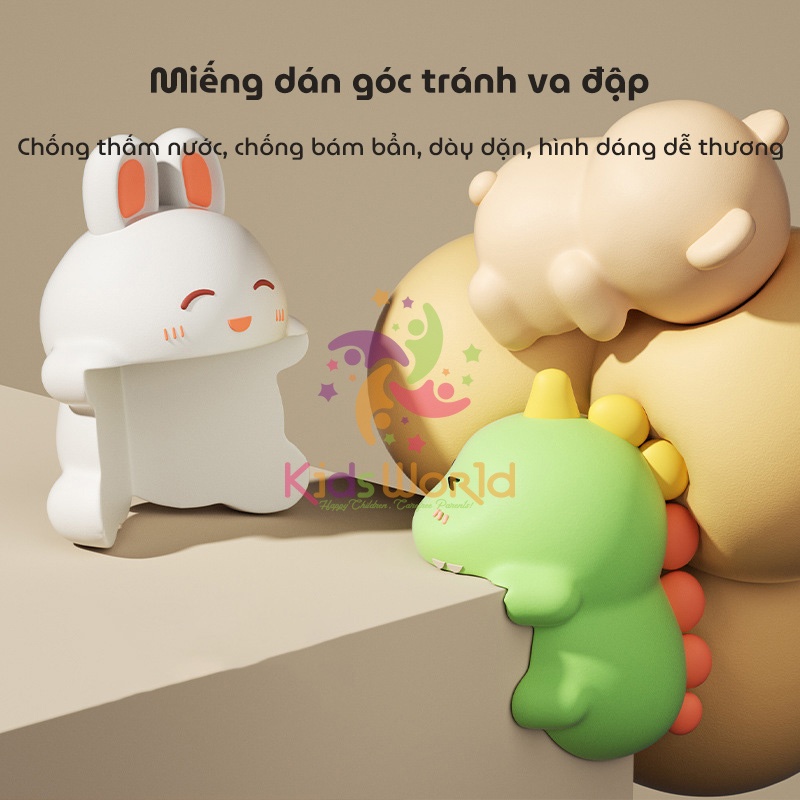 Miếng dán góc bàn 3 cạnh hình thú chống va chạm KidsWorld miếng dán chống va chạm cho trẻ em, miếng dán bảo vệ trẻ em