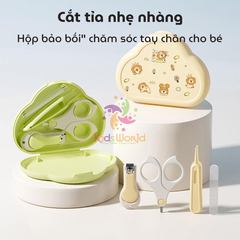 Bộ dụng cụ cắt móng tay, móng chân KidsWorld hình đám mây chống kẹp cho bé sơ sinh