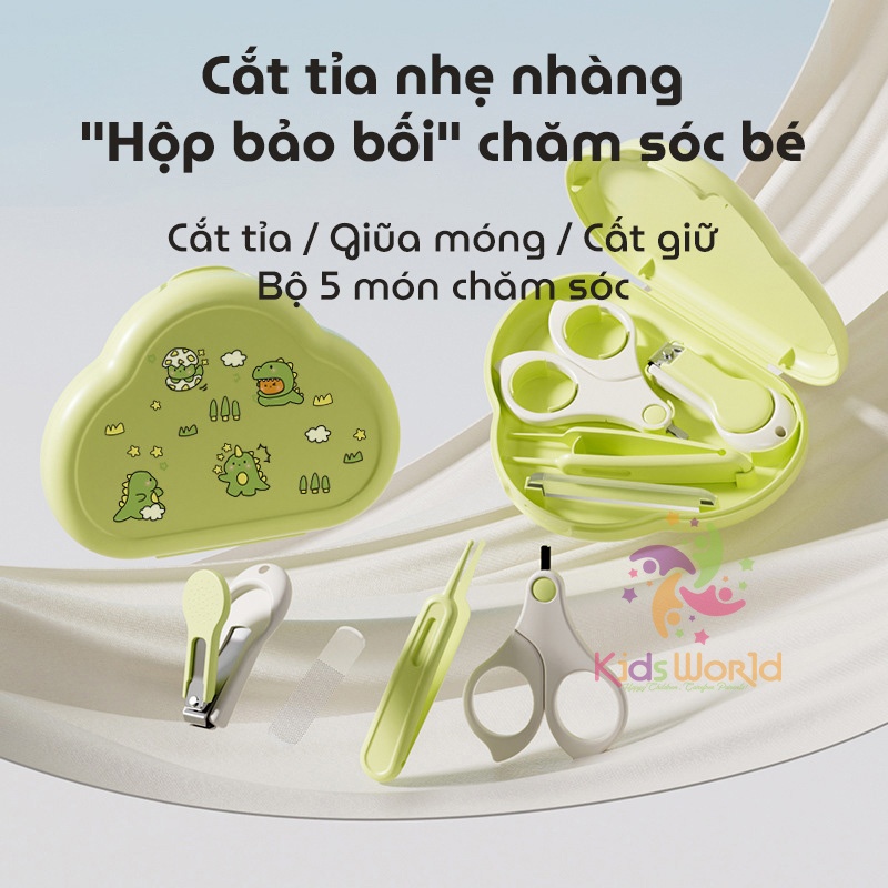 Bộ dụng cụ cắt móng tay, móng chân KidsWorld hình đám mây chống kẹp cho bé sơ sinh