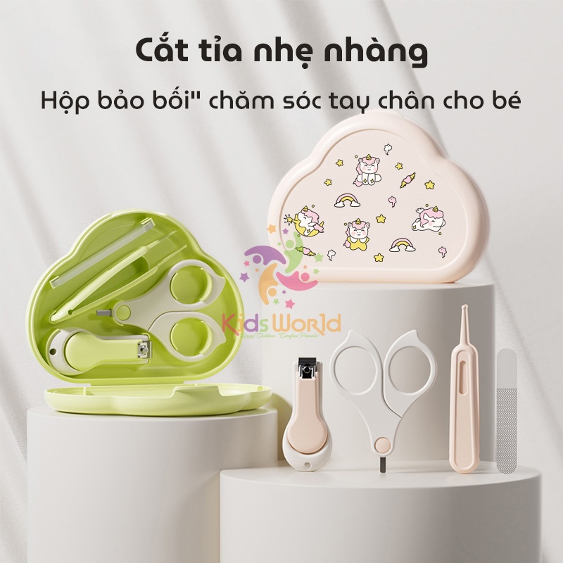 Bộ dụng cụ cắt móng tay, móng chân KidsWorld hình đám mây chống kẹp cho bé sơ sinh