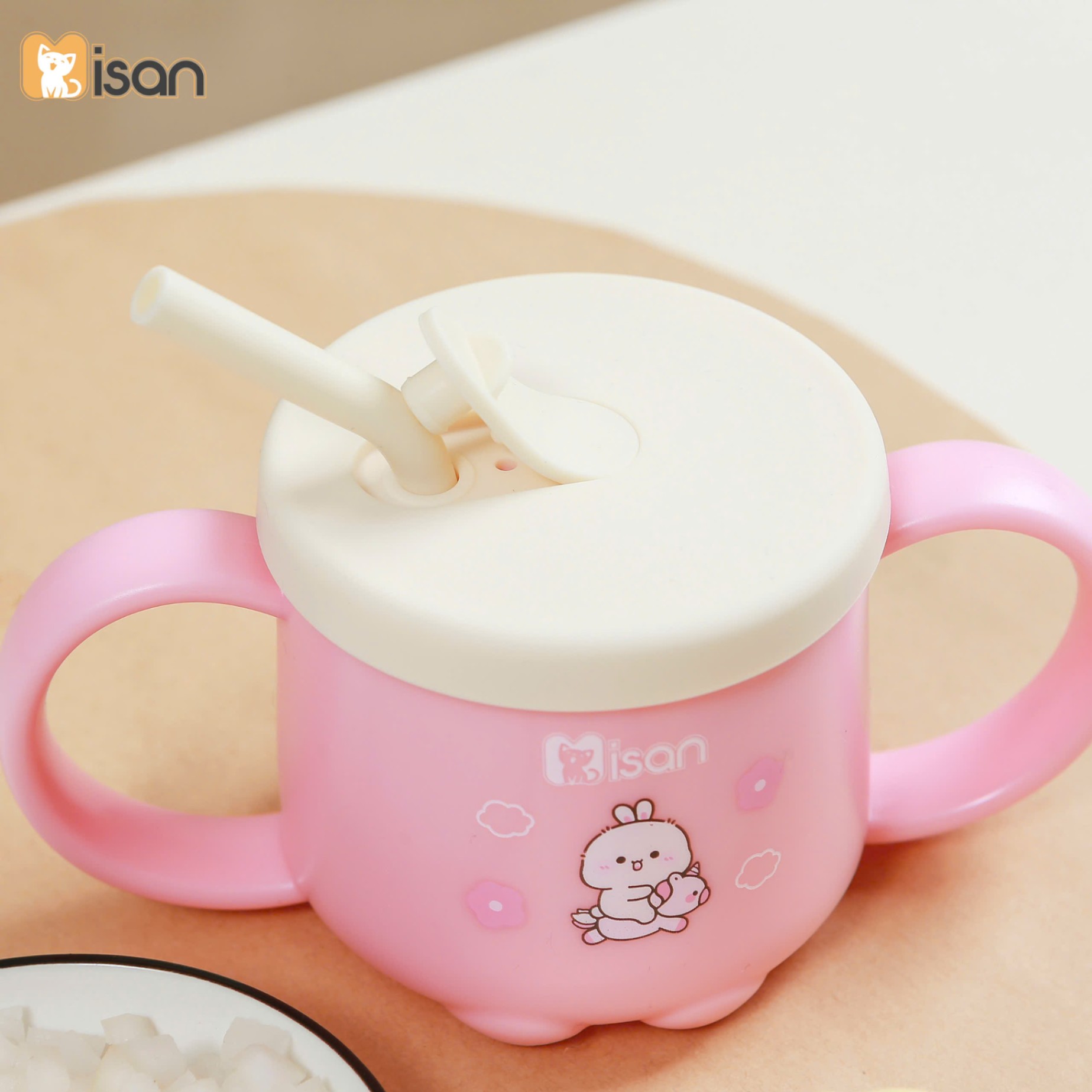 Cốc tập uống nước, tập hút Misan dung tích 250ml có chức năng báo nóng cảm biến nhiệt tiện lợi cho bé