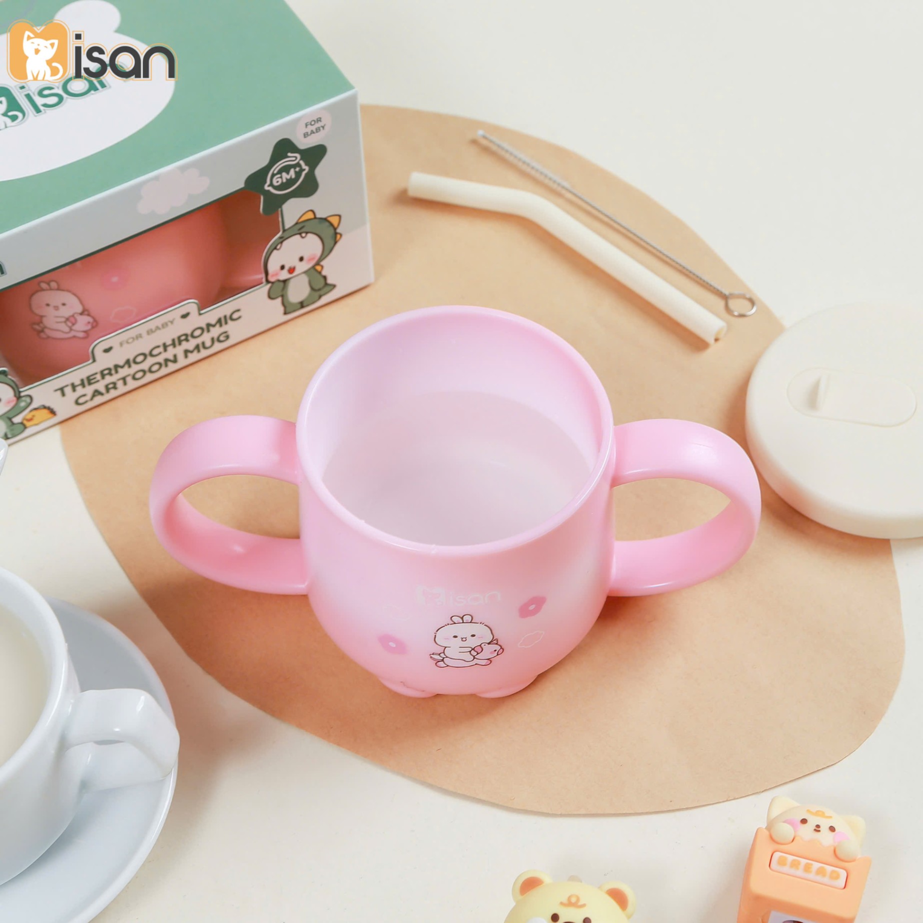 Cốc tập uống nước, tập hút Misan dung tích 250ml có chức năng báo nóng cảm biến nhiệt tiện lợi cho bé
