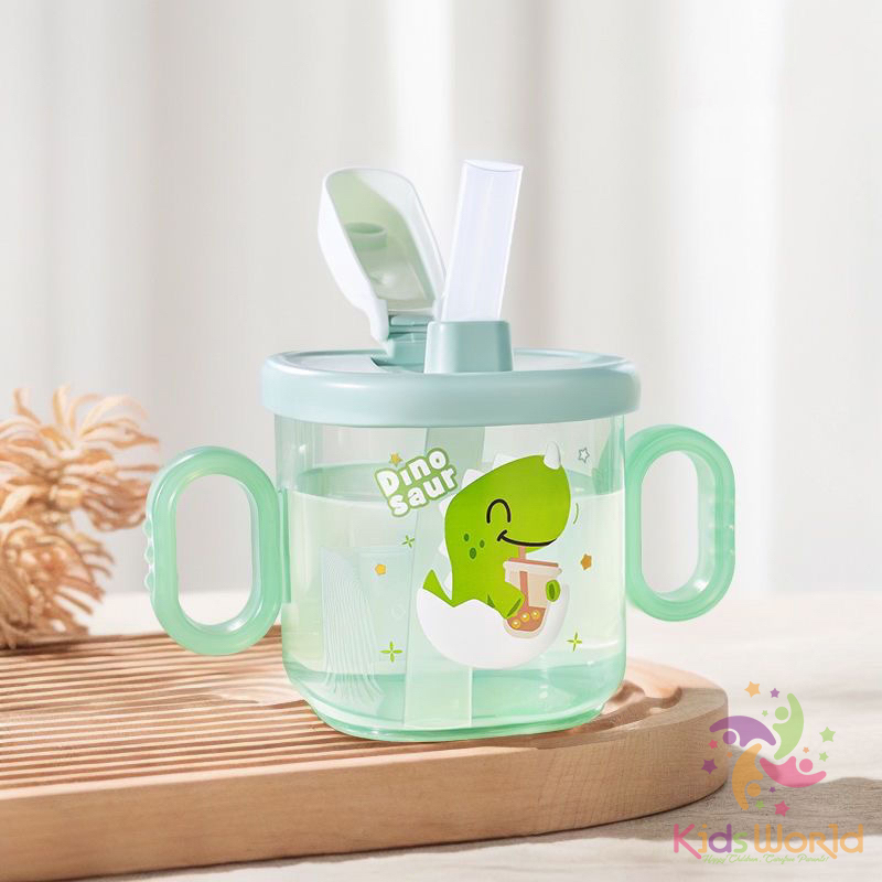 Cốc tập uống cho bé KidsWorld kiểu dáng hoạt hình dung tích 300ml có ống hút và 2 tay cầm có thể tháo rời
