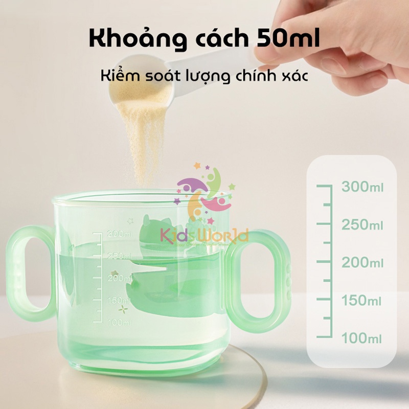 Cốc tập uống cho bé KidsWorld kiểu dáng hoạt hình dung tích 300ml có ống hút và 2 tay cầm có thể tháo rời
