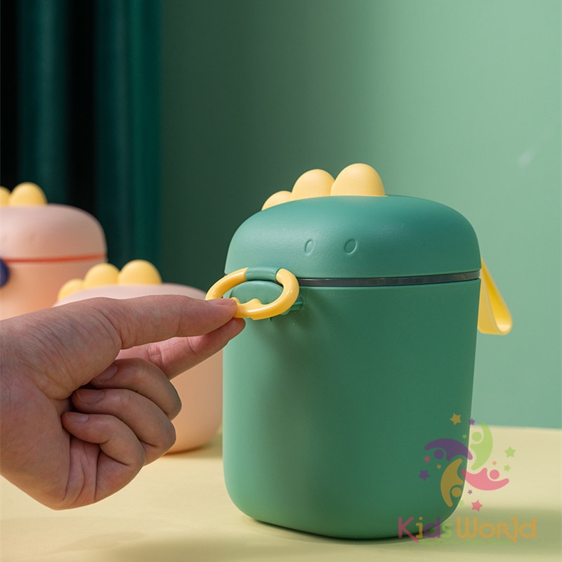 Hộp đựng sữa bột, trữ sữa bột cho bé di động KidsWorld hình khủng long dễ thương kèm thìa tiện lợi cho bé khi đi chơi, du lịch