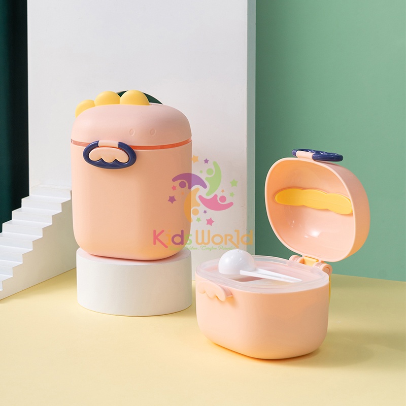 Hộp đựng sữa bột, trữ sữa bột cho bé di động KidsWorld hình khủng long dễ thương kèm thìa tiện lợi cho bé khi đi chơi, du lịch