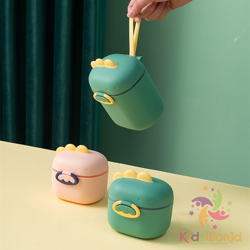 Hộp đựng sữa bột, trữ sữa bột cho bé di động KidsWorld hình khủng long dễ thương kèm thìa tiện lợi cho bé khi đi chơi, du lịch