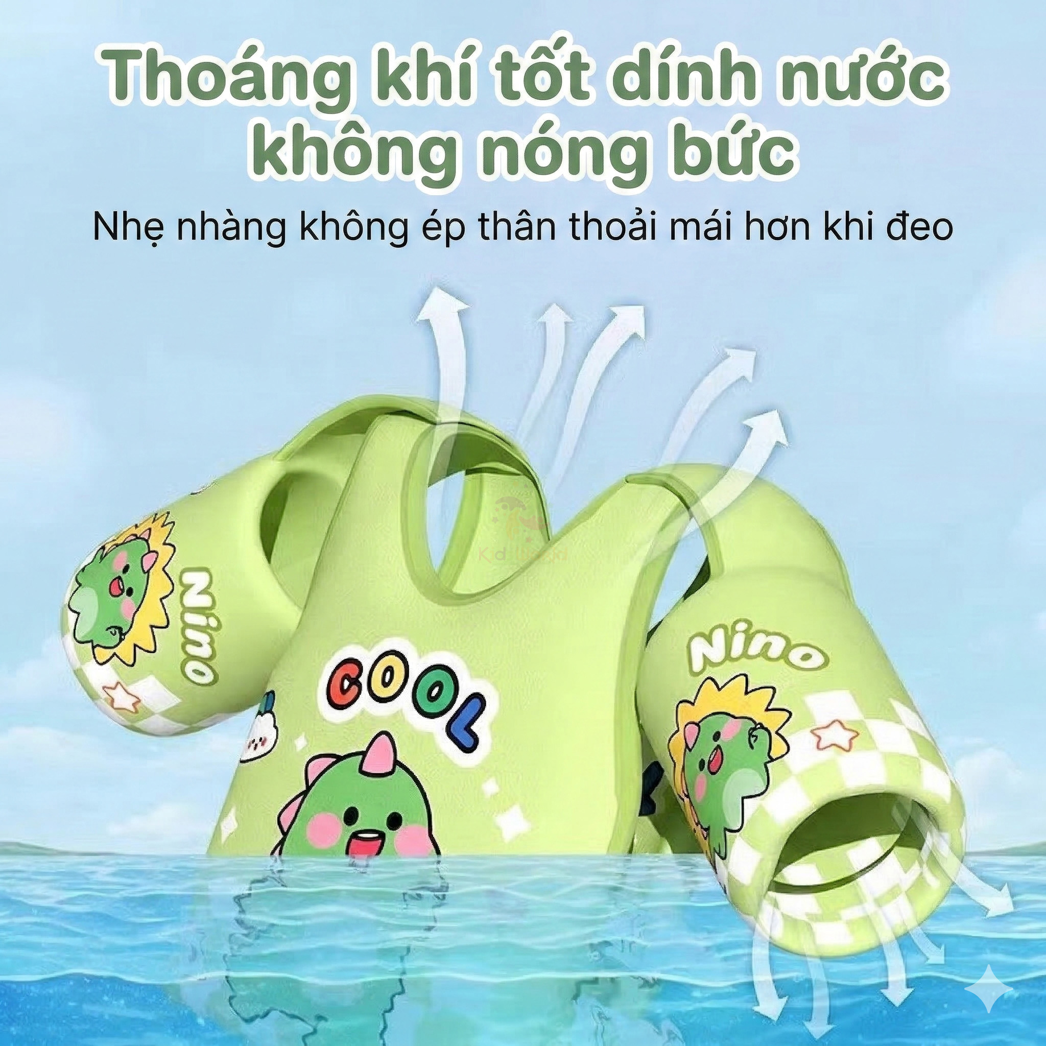 Áo phao tập bơi cho bé cao cấp không cần bơm hơi, siêu nhẹ an toàn tuyệt đối, thiết kế chống lật thông minh