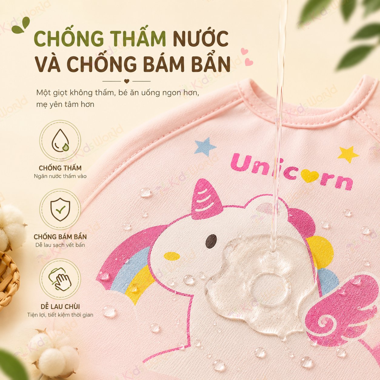 Áo yếm ăn dặm cho bé thiết kế cánh thiên thần chống thấm nước chống bám bẩn siêu nhẹ dễ vệ sinh