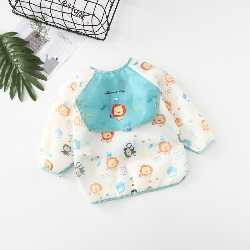 Áo yếm ăn dặm dài tay có máng hứng chống thấm sạch sẽ cho bé 12-36 tháng