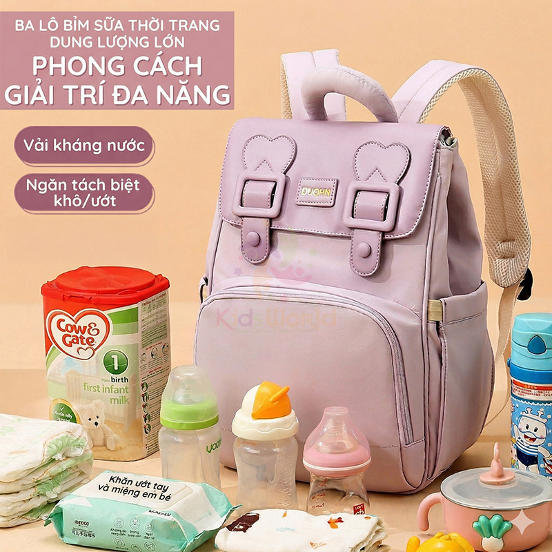 Balo bỉm sữa giữ nhiệt bình sữa DUOHUI sức chứa lớn thời trang cao cấp đựng đồ cho mẹ và bé
