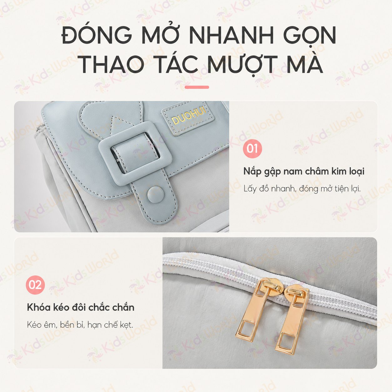 Balo bỉm sữa giữ nhiệt bình sữa DUOHUI sức chứa lớn thời trang cao cấp đựng đồ cho mẹ và bé