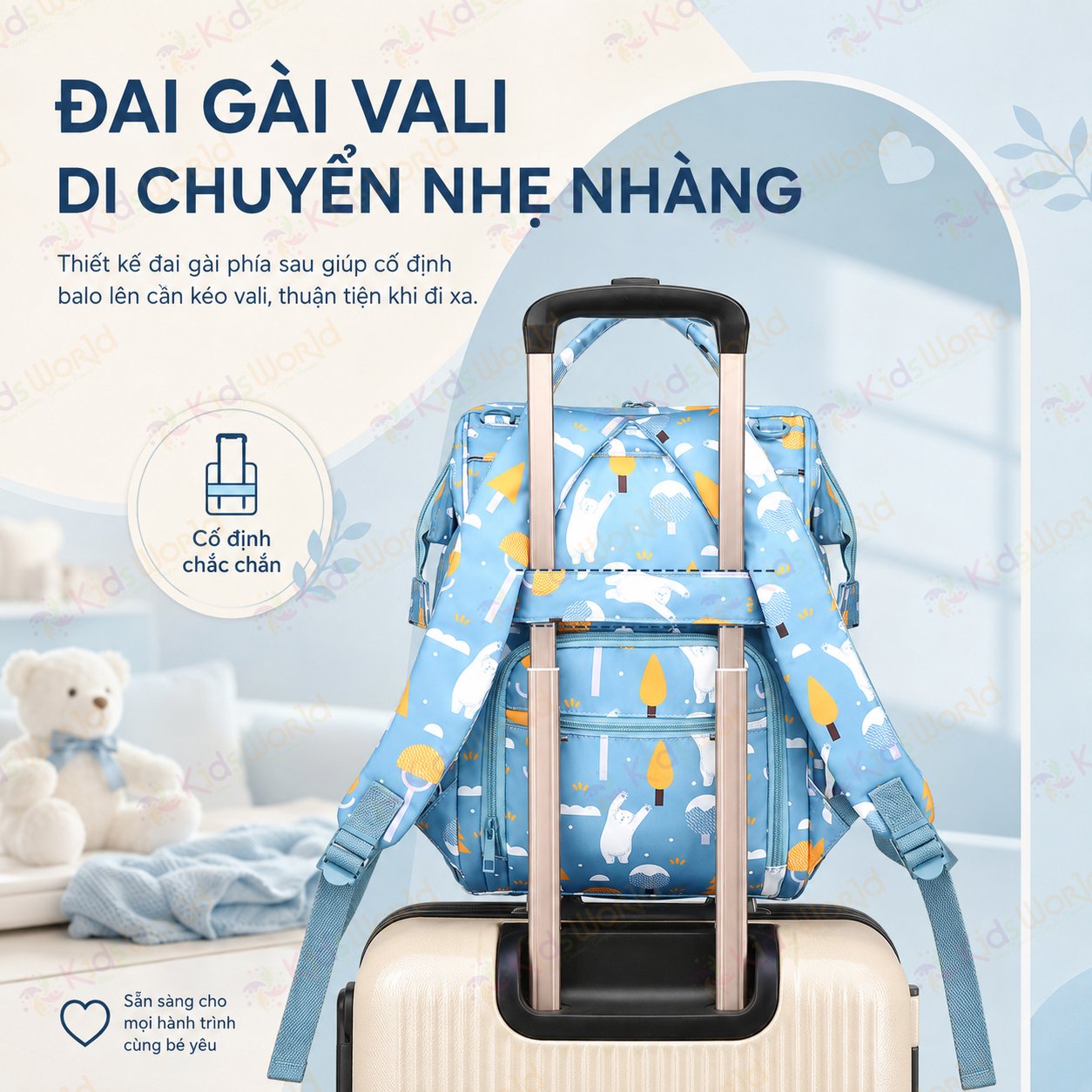 Balo đựng đồ bỉm sữa cho mẹ và bé Care Free Fox đa năng dung tích lớn, chống thấm, giữ nhiệt bình sữa, nhiều ngăn, cổng sạc USB