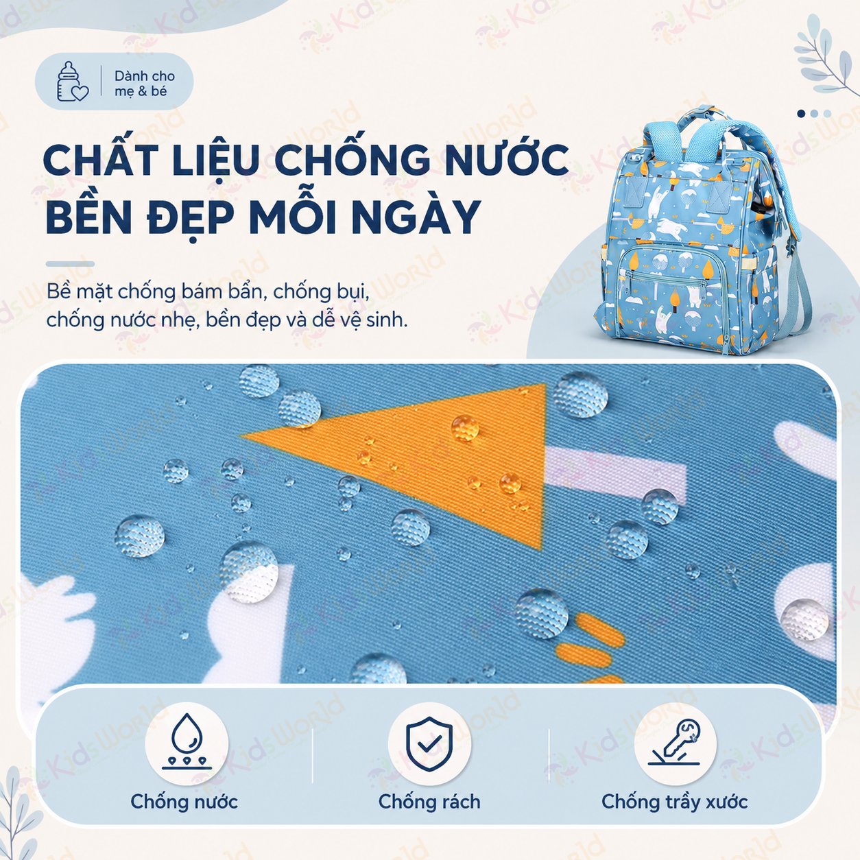 Balo đựng đồ bỉm sữa cho mẹ và bé Care Free Fox đa năng dung tích lớn, chống thấm, giữ nhiệt bình sữa, nhiều ngăn, cổng sạc USB